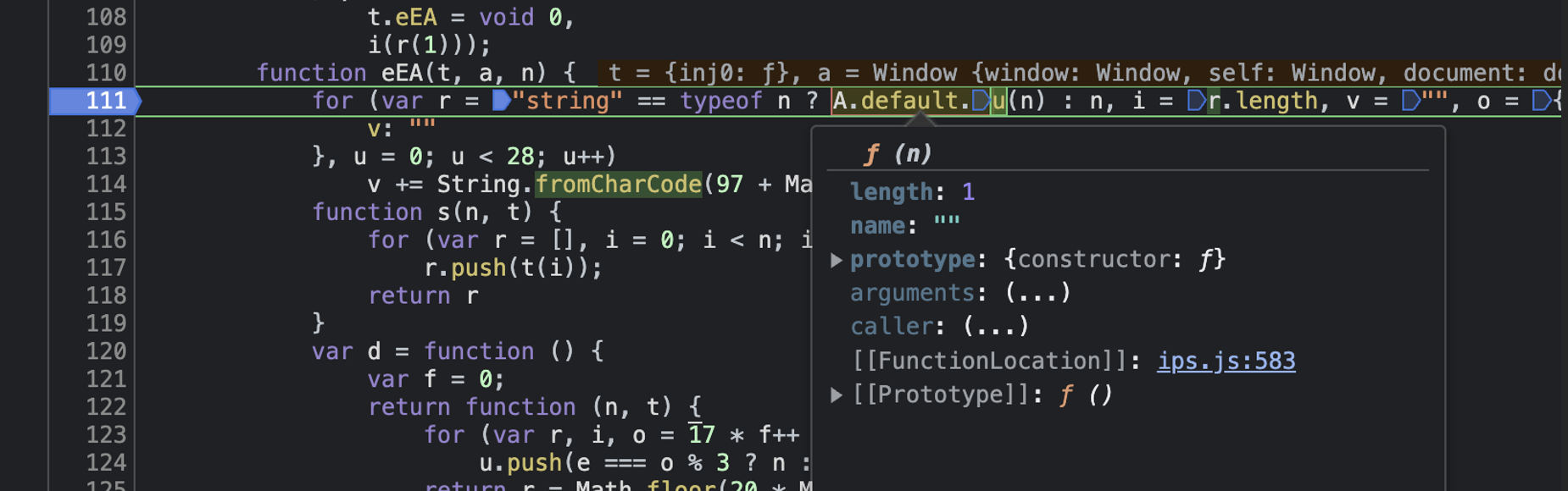 Figure 2: The breakpoint I used to find the definition of u(n)