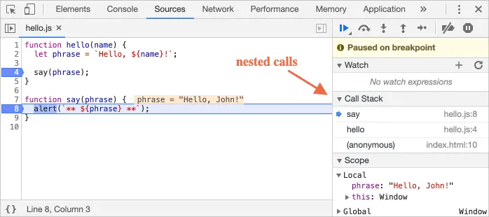 Chromium's dev tools debugger