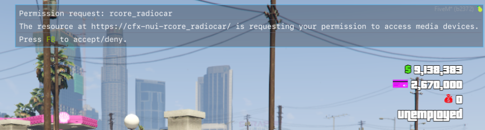 Infected resource rcore_radiocar asking for media device permission. Very suspicious