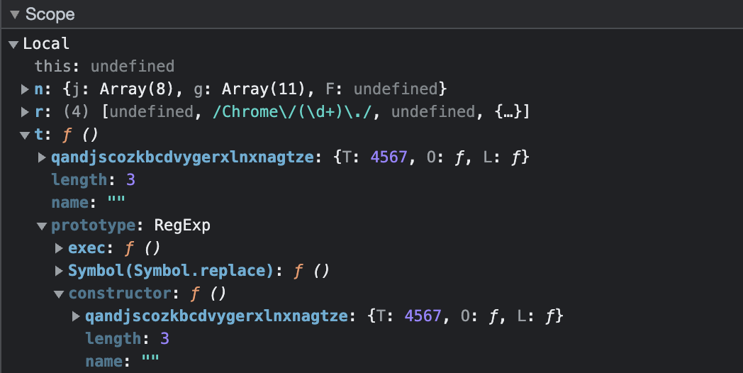 Here, although t is a u() function, its the value of its prototype and its prototype's constructor have been overwritten to also be u().